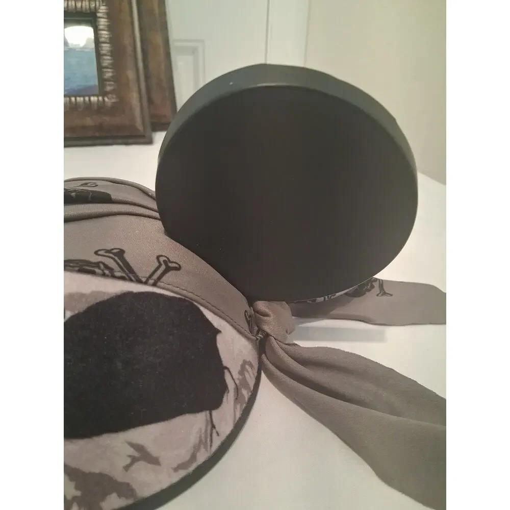 Disney Parks Mickey Mouse Ears Hat Pirates of the Caribbean Skull Eyepatch Gray